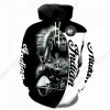 Powerful Warrior Indian Motorcycle Hoodie, Black And White Indian Motorcycle Headdress Hoodie