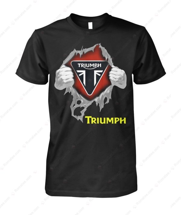 Ripped Chest Triumph Logo Merch, Triumph Motorcycle Graphic T-Shirt