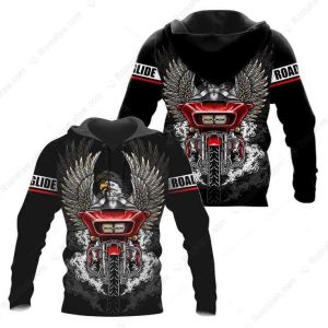 Road Glide Motorcycle Tri Glide Rider Red Eagle 3D All Over Printed Hoodie