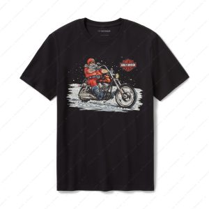 Santa Claus Riding Harley-Davidson Hoodie, Santa Claus in a Snowy Landscape Shirt