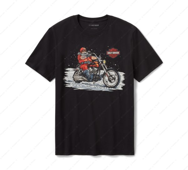 Santa Claus Riding Harley-Davidson Hoodie, Santa Claus in a Snowy Landscape Shirt