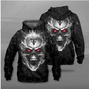 Skull and Lightning Triumph Hoodie, Glowing Red-Eyed Skull Triumph Motorcycles Merch