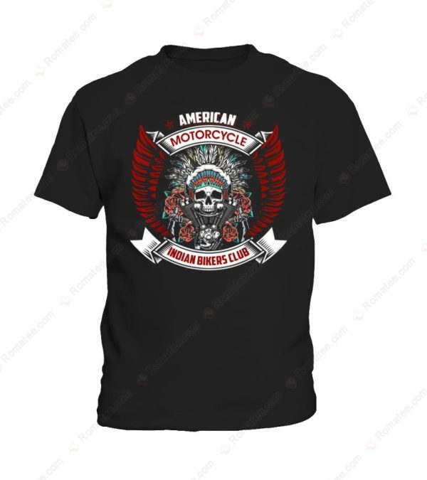 Skull and Native American Headdress Hoodie, Motorcycle Engine & Wings Design