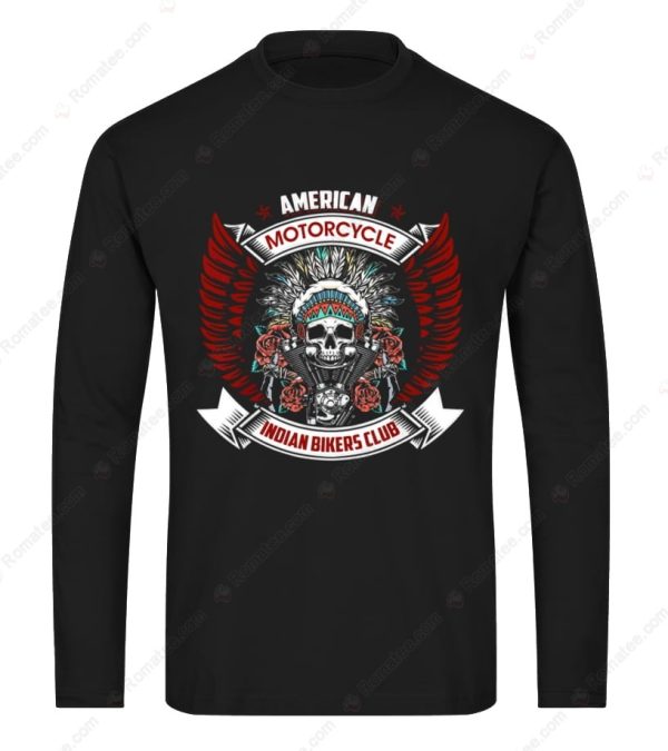 Skull and Native American Headdress Hoodie, Motorcycle Engine & Wings Design