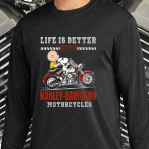 Snoopy Life Is Better With Harley Davidson Shirt, Harley-Davidson Graphic Biker Lifestyle T-Shirt