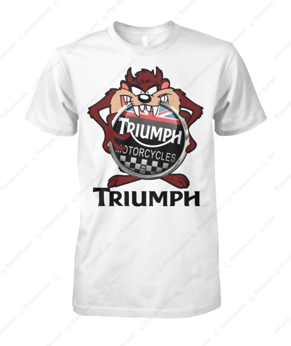 Tasmanian Devil Triumph Long Sleeve Shirt, Cartoon Skull and Union Jack Design