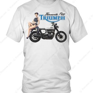 Triumph Bonneville T100 Pin-Up Girl Merch, Eye-Catching Triumph Motorcycle T-Shirt