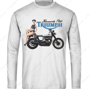 Triumph Bonneville T100 Pin-Up Girl Merch, Eye-Catching Triumph Motorcycle T-Shirt