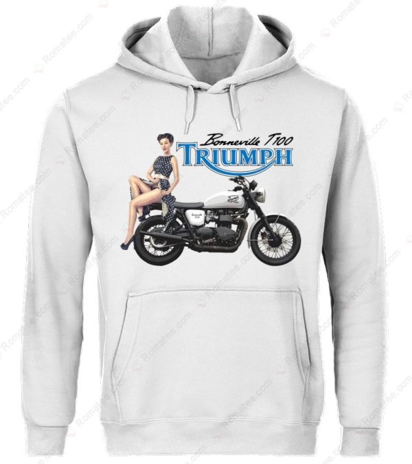 Triumph Bonneville T100 Pin-Up Girl Merch, Eye-Catching Triumph Motorcycle T-Shirt