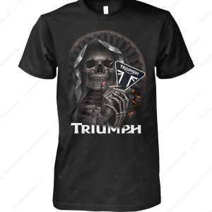 Triumph Grim Reaper Playing Triumph Motorcycle Logo T-Shirt