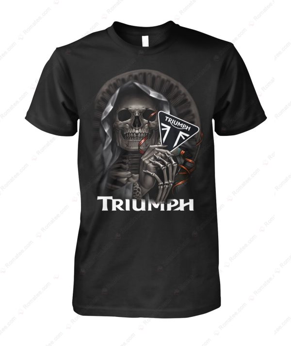 Triumph Grim Reaper Playing Triumph Motorcycle Logo T-Shirt