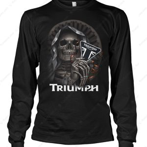 Triumph Grim Reaper Playing Triumph Motorcycle Logo T-Shirt