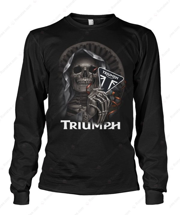 Triumph Grim Reaper Playing Triumph Motorcycle Logo T-Shirt