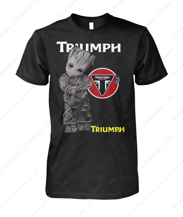 Triumph Motorcycle Groot T-Shirt, Fun and Playful Triumph Motorcycle Marvel Design