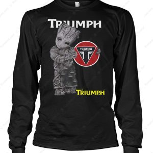 Triumph Motorcycle Groot T-Shirt, Fun and Playful Triumph Motorcycle Marvel Design