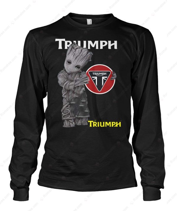 Triumph Motorcycle Groot T-Shirt, Fun and Playful Triumph Motorcycle Marvel Design