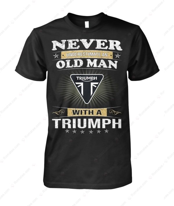 Triumph Motorcycle Old Man T-Shirt, Humorous Triumph Motorcycle Graphic Shirt