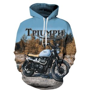 Triumph Motorcycles 3D Photo Print Hoodie, Triumph Cafe Racer Custom Design Hoodie