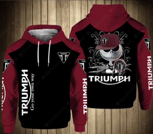 Triumph Motorcycles Jack Skellington Hoodie, Spooky Graphic Design for Bikers