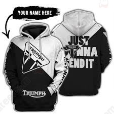 Triumph Motorcycles Just Gonna Send It Hoodie, Black and White Triumph Motorcycles Merch