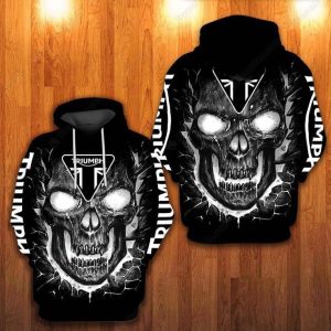 Triumph Motorcycles Lava Skull Hoodie, Skull Breaking Through Cracked Surface Triumph Hoodie