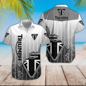 Triumph Motorcycles Pattern Merch, Bold Graphic Triumph Hawaiian Shirt