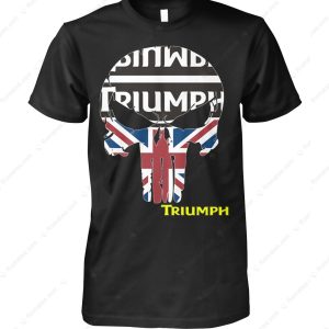 Triumph Motorcycles Punisher Skull Flag Graphic Hoodie, Bold Triumph Motorcycle T-Shirt