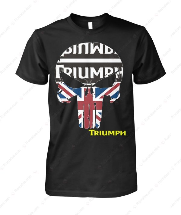 Triumph Motorcycles Punisher Skull Flag Graphic Hoodie, Bold Triumph Motorcycle T-Shirt