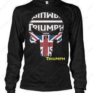 Triumph Motorcycles Punisher Skull Flag Graphic Hoodie, Bold Triumph Motorcycle T-Shirt