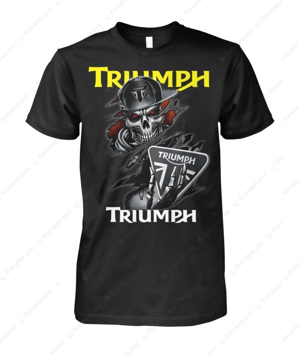 Triumph Motorcycles Skull Graphic Merch, Dark and Edgy Triumph T-Shirt