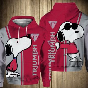 Triumph Motorcycles Snoopy Hoodie, Playful Graphic Design with Iconic Character