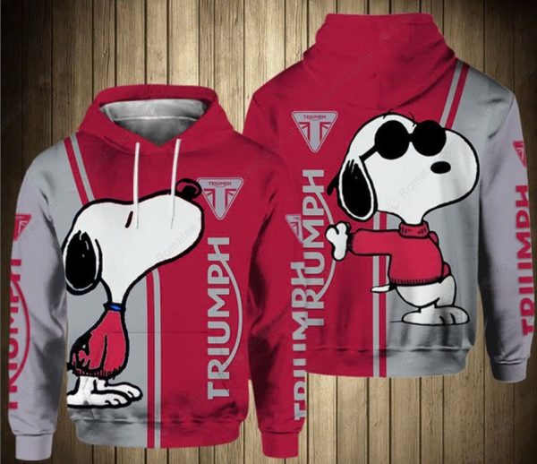 Triumph Motorcycles Snoopy Hoodie, Playful Graphic Design with Iconic Character