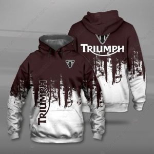 Triumph Motorcycles Urban Grunge Hoodie, Black & White Design with Distressed