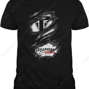 Triumph Tiger Motorcycle T-Shirt, Ripped Surface Triumph Tiger Logo Shirt