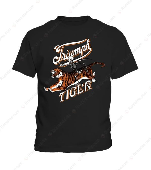 Triumph Motorcycle Skeleton Ride Tiger Merch, Triumph Tiger Motorcycle Graphic T-Shirt