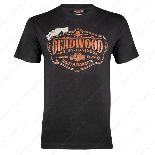 Vintage Black Harley-Davidson Deadwood Cards Merch, Harley-Davidson Deadwood South Dakota T-Shirt