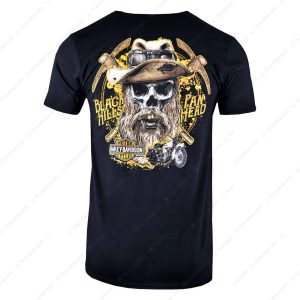 Vintage Black Hills Harley-Davidson Miner Skull T-Shirt, Harley-Davidson Skull Panhead Vintage Style Shirt