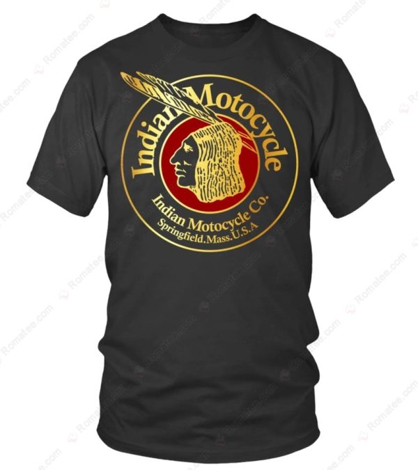 Vintage Indian Motorcycle Logo T-Shirt, Classic Gold & Black Indian Motorcycle Merch