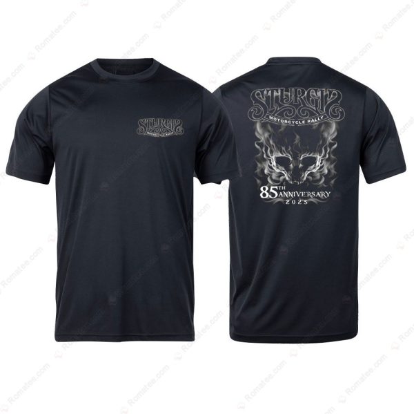 2025 Sturgis Motorcycle Rally Smokey Skull T-Shirt, Eye-Catching Skull Graphic for Bikers