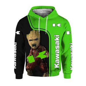 Angry Groot Kawasaki 3D Hoodie, Motorcycle & Marvel Fan Gift