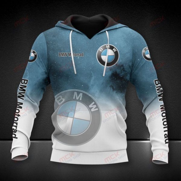 BMW Galaxy Motorcycle Hoodie – Blue and White Design with BMW Logos