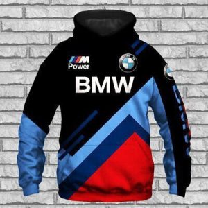 BMW M Power Hoodie Blue Red Black Geometric Design with Logo