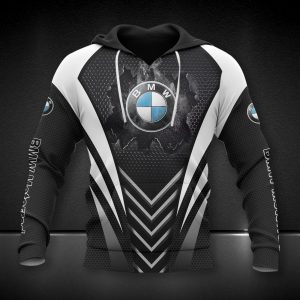 BMW Motorrad Hoodie with Hexagonal Pattern and Cracked Effect Design.