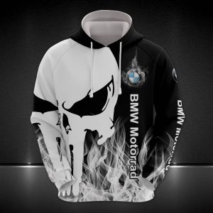 BMW Skull Hoodie with Smoke Design for Motorcycle Enthusiasts