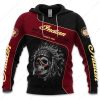 Black and Red Indian Motorcycle Skull Headdress Merch, Indian Motorcycle Rider Hoodie