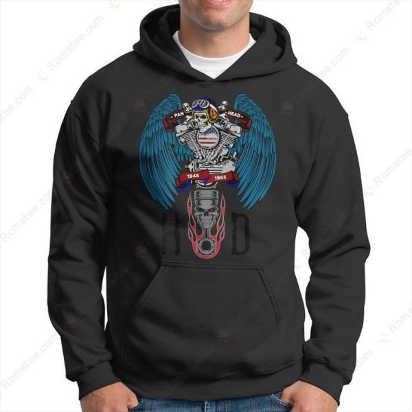 Classic Harley Panhead Skull & Wings Biker Tee, Harley-Davidson Panhead Motorcycle Graphic T-Shirt