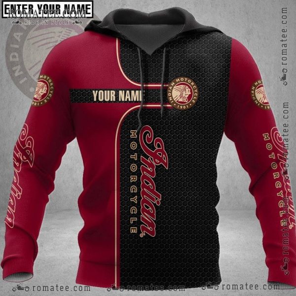 Custom Indian Motorcycle Hoodie with Personalized Name and Vintage Logo Design