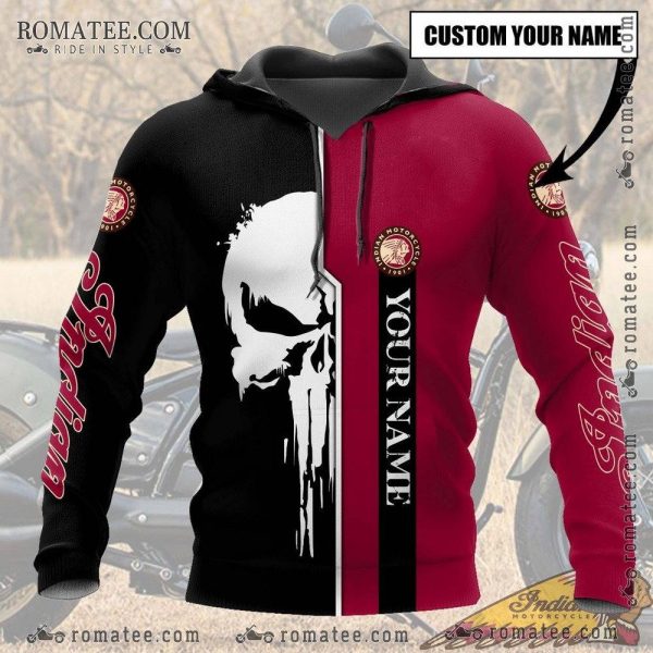 Customizable Indian Motorcycle Skull Hoodie for Bikers with Personalized Name Option