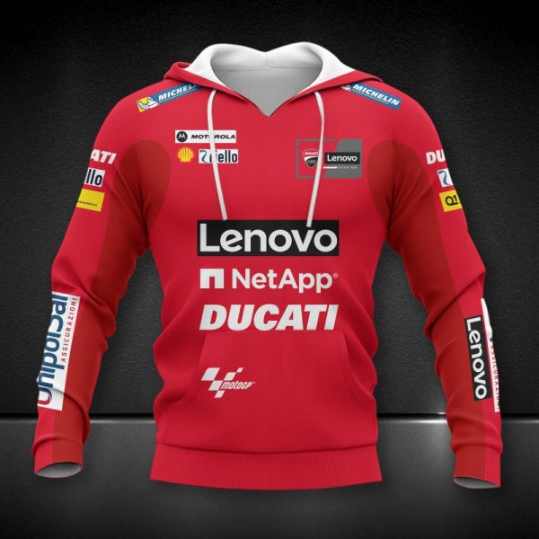 Ducati Lenovo MotoGP Racing Team Hoodie with Sponsor Logos