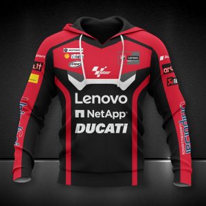 Ducati MotoGP Racing Hoodie – Lenovo NetApp Shell Sponsors Sportswear Red Black Biker Apparel